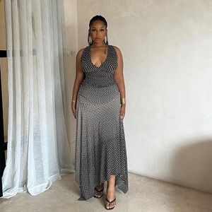 NWT Bfits Ombra Polka Dot Gradient Asymmetrical Maxi Dress